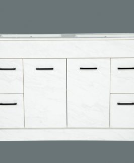 1200 Matte White Marble Two Doors Four Drawers with Double Bowls Floor Mounted Vanity Unit - Mars