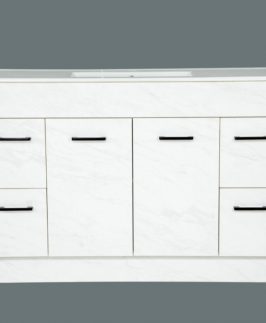 1200 Matte White Marble Two Doors Four Drawers Floor Mounted Vanity Unit - Mars