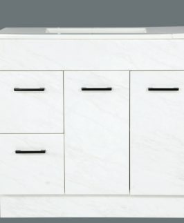 1000 Matte White Marble Two Doors Two Drawers with Handle Floor Mounted Vanity Unit - Mars