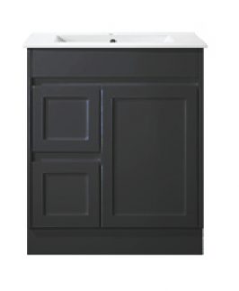 750 Shaker Gloss Black One Door Two Drawers Floor Mounted Vanity Unit - Quinn