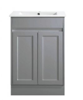 600 Shaker Matte Grey Two Doors Floor Mounted Vanity Unit - Quinn