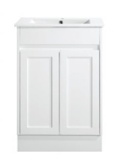 600 Shaker Gloss White Two Doors Floor Mounted Vanity - Quinn