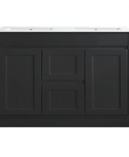 1200 Shaker Matte Black Two Doors Two Drawers with Double Bowls Floor Mounted Vanity Unit - Quinn