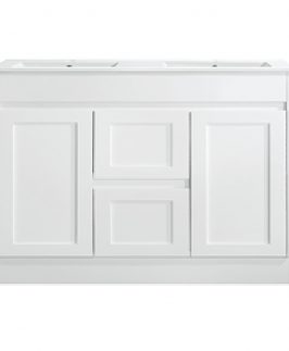 1200 Shaker Gloss White Two Doors Two Drawers with Double Bowls Floor Mounted Vanity Unit - Quinn