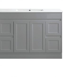 1200 Shaker Matte Grey Two Doors Four Drawers Floor Mounted Vanity Unit - Quinn