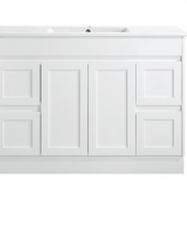 1200 Shaker Matte White Two Doors Four Drawers Floor Mounted Vanity Unit - Quinn