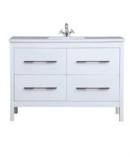 1200 Matte White Four Drawers with Handle Floor Mounted Vanity Unit - Dyan