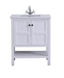 750 Shaker Matte White Two Doors with Handle Floor Mounted Vanity Unit - Allen