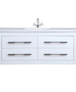 1200 Matte White Four Drawers with Handle Wall Hung Vanity Unit - Beck