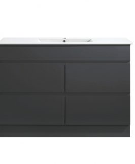 1200 Gloss Black Four Drawers with Double Bowls Floor Mounted Vanity Unit - Core