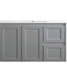 900 Shaker Matte Grey Two Doors Two Drawers Wall Hung Vanity Unit - Luna