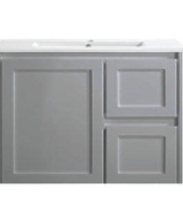 750 Shaker Matte Grey One Door Two Drawers Wall Hung Vanity Unit - Luna