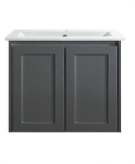 600 Shaker Matte Black Two Doors Wall Hung Vanity Unit - Luna