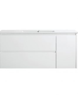 1200 Gloss White One Door Two Drawers Wall Hung Vanity Unit - Yoko