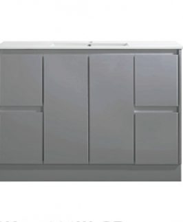 1200 Matte Grey Two Doors Four Drawers Floor Mounted Vanity Unit - Sammy