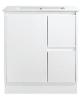 750 Compact Matte White One Door Two Drawers Floor Mounted Vanity Unit - Sierra Slim