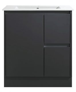 750 Compact Matte Black One Door Two Drawers Floor Mounted Vanity Unit - Sierra Slim