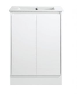 600 Compact Matte White Two Doors Floor Mounted Vanity Unit - Sierra Slim