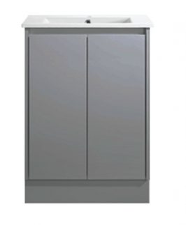 600 Compact Matte Grey Two Doors Floor Mounted Vanity Unit - Sierra Slim