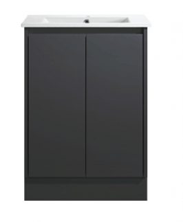 600 Compact Matte Black Two Doors Floor Mounted Vanity Unit - Sierra Slim