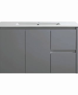 900 Compact Matte Grey Two Doors Two Drawers Wall Hung Vanity Unit - Sierra Slim