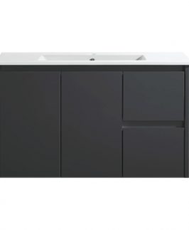 900 Compact Gloss Black Two Doors Two Drawers Wall Hung Vanity Unit - Sierra Slim