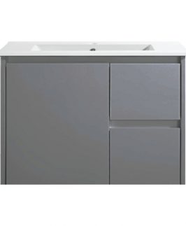 750 Compact Matte Grey One Door Two Drawers Wall Hung Vanity Unit - Sierra Slim