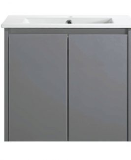 600 Compact Matte Grey Two Doors Wall Hung Vanity Unit - Sierra Slim