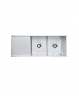 Stainless Steel Double Bowls Drop In/Undermount Kitchen Sink with Drainer 1150*440*250mm - Pradus