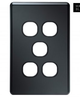 Matte Black 5 Gang Switch Plate