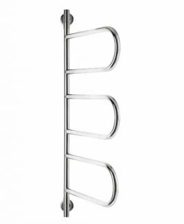 520*1100mm Jeeves Tangent W Straight Round 6 Bars Polished Stainless Steel 90 Watt Swivel Heated Towel Rail