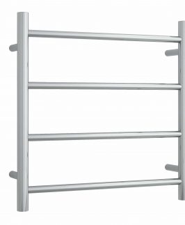 550*550mm Straight Round 4 Bars Polished Stainless Steel 41 Watt Heated Towel Rail