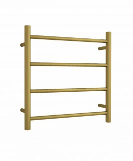 550*550mm Straight Round 4 Bars Brushed Gold Plated 41 Watt Heated Towel Rail