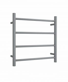 550*550mm Straight Round 4 Bars Gun Metal Grey Plated 41 Watt Heated Towel Rail