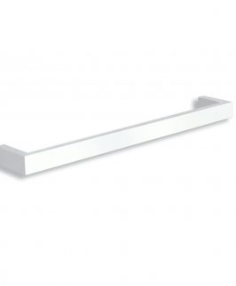 632mm Single Square Bar Satin White Powder Coated 23 Watt Heated Towel Rail