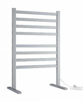 590*900mm Straight Flat 8 Bars Polished Stainless Steel 119 Watt Freestanding Heated Towel Rail