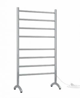 600*1080mm Straight Round 8 Bars Polished Stainless Steel 100 Watt Freestanding Heated Towel Rail