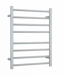 530*700mm Straight Round 8 Bars Polished Stainless Steel 76 Watt Heated Towel Rail