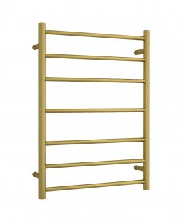 600*800mm Straight Round 7 Bars Brushed Gold Plated 80 Watt Heated Towel Rail