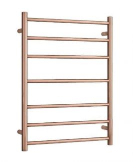 600*800mm Straight Round 7 Bars Polished Rose Gold Plated 80 Watt Heated Towel Rail