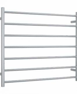 900*750mm Straight Round 7 Bars Polished Stainless Steel 100 Watt Heated Towel Rail