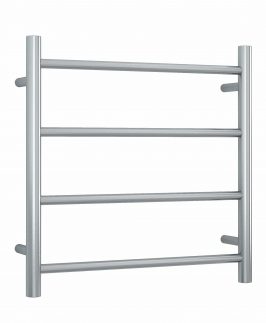 550*550mm Straight Round 4 Bars Brushed Stainless Steel 41 Watt Heated Towel Rail