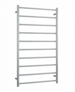 700*1200mm Straight Round 10 Bars Brushed Stainless Steel 158 Watt Heated Towel Rail