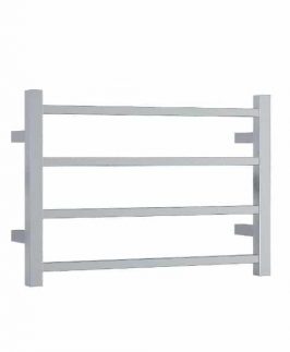 600*420mm Straight Square 4 Bars Polished Stainless Steel 47 Watt Heated Towel Rail