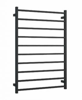 800*1160mm Straight Square 10 Bars Matte Black Powder Coated 217 Watt Heated Towel Rail