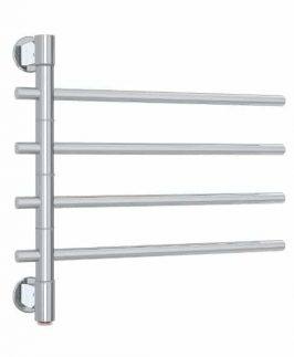 600*540mm Straight Round 4 Bars Polished Stainless Steel 48 Watt Swivel Heated Towel Rail