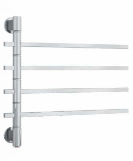 600*540mm Straight Square 4 Bars Polished Stainless Steel 48 Watt Swivel Heated Towel Rail