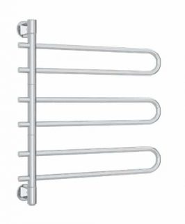 675*740mm Straight Round 6 Bars Polished Stainless Steel 77 Watt Swivel Heated Towel Rail