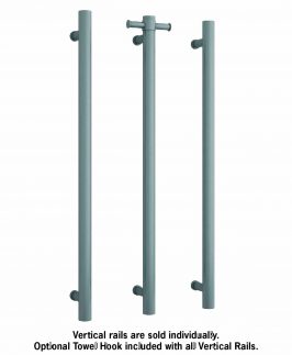 900mm Vertical Round Bar Gun Metal Grey Plated 30 Watt with Removable Hook Heated Towel Rail